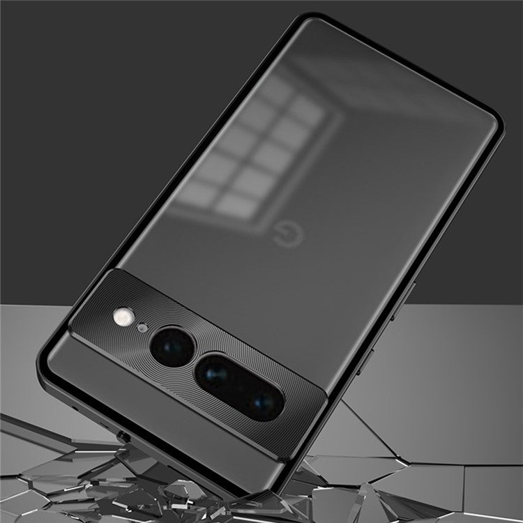 For Google Pixel 7 5G Case Aluminium Alloy Frame Matte PC Cover with Pop-Up Snap Lock - Black