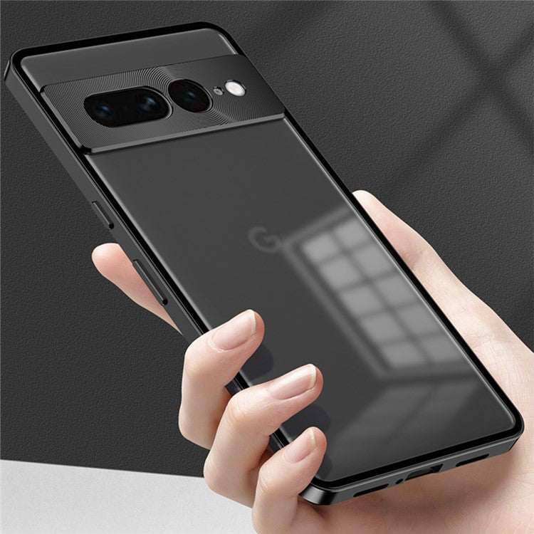 For Google Pixel 7 5G Case Aluminium Alloy Frame Matte PC Cover with Pop-Up Snap Lock - Black