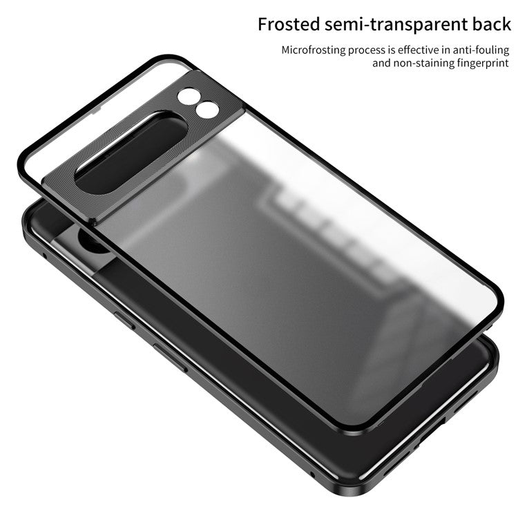 For Google Pixel 8 Pro Phone Case Pop-Up Snap Lock Aluminium Alloy Frame PC Back Cover - Black