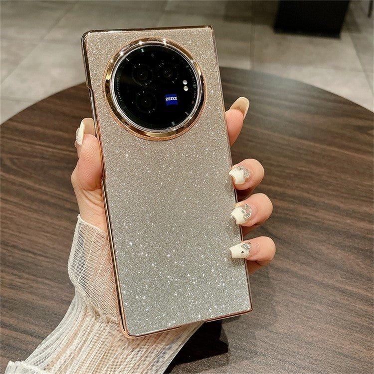 For vivo X Fold3 Case Hard PC Bling Glitter Slim Protective Phone Cover - Gradient Gold