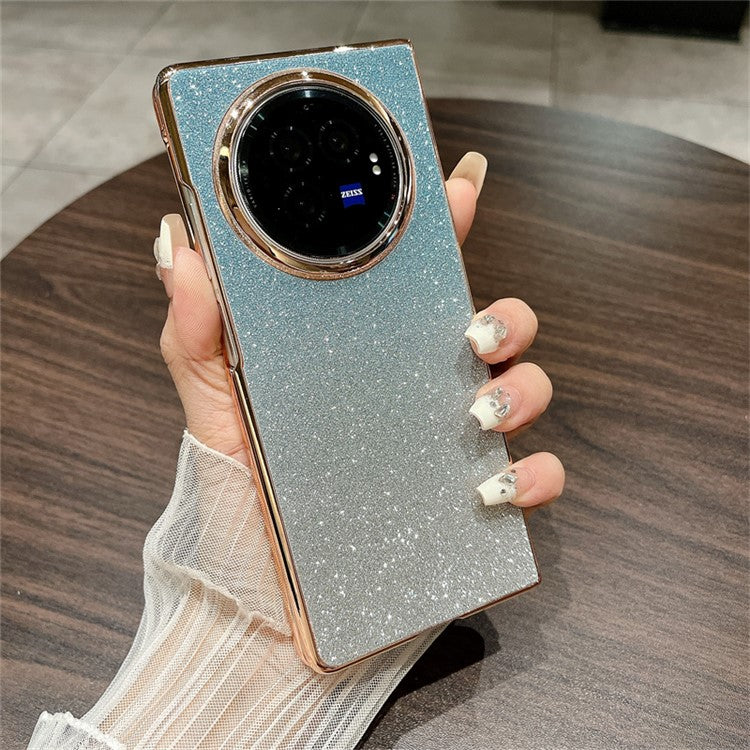 For vivo X Fold3 Case Hard PC Bling Glitter Slim Protective Phone Cover - Gradient Blue