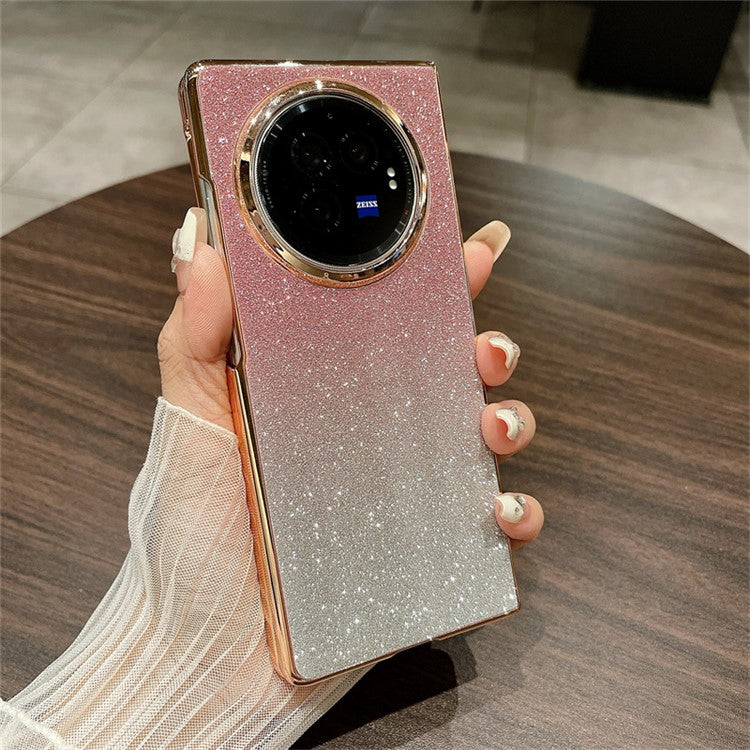 For vivo X Fold3 Case Hard PC Bling Glitter Slim Protective Phone Cover - Gradient Pink