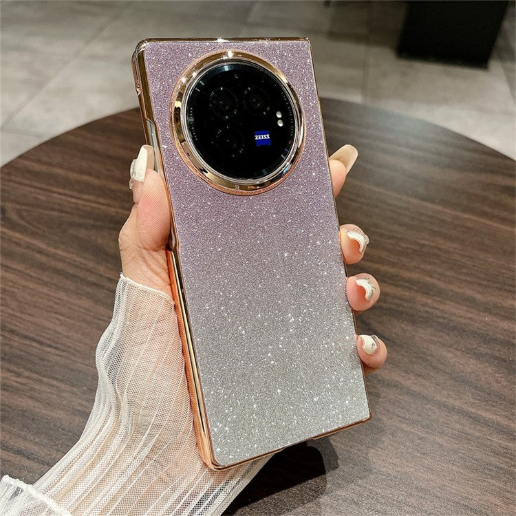 For vivo X Fold3 Case Hard PC Bling Glitter Slim Protective Phone Cover - Gradient Purple