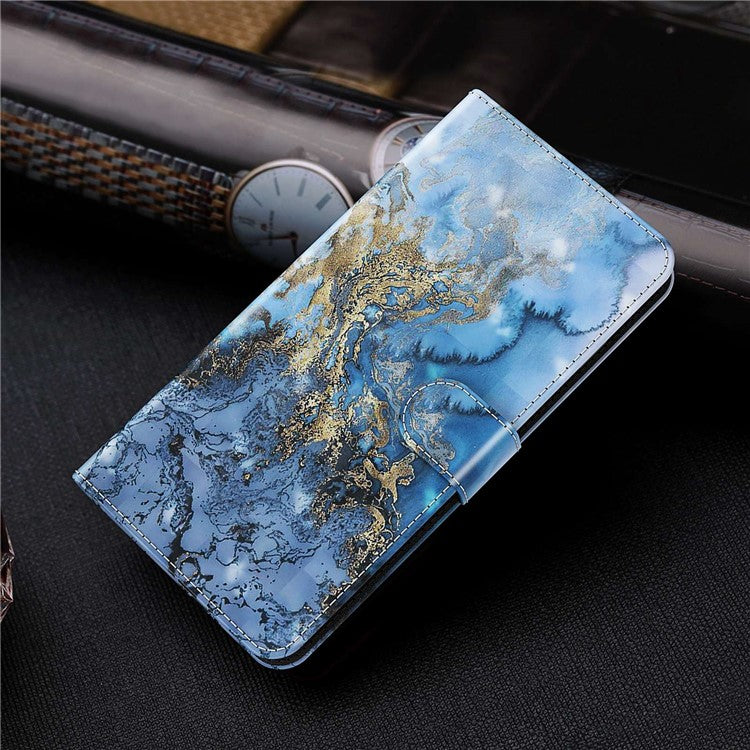 For vivo Y72 5G PU Leather Magnetic Case Stand Function 3D Pattern Printing Shockproof Soft TPU Wallet Cover with Strap - Bauhinia Valley