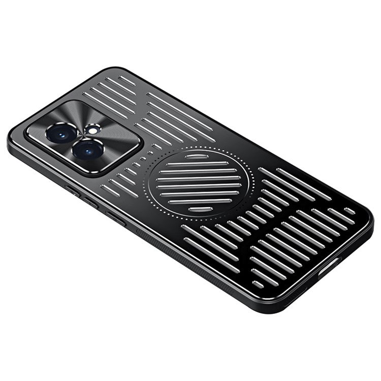 For Honor 100 5G Phone Case TPU+Aluminum Alloy Magnetic Heat Dissipation Back Cover - Black