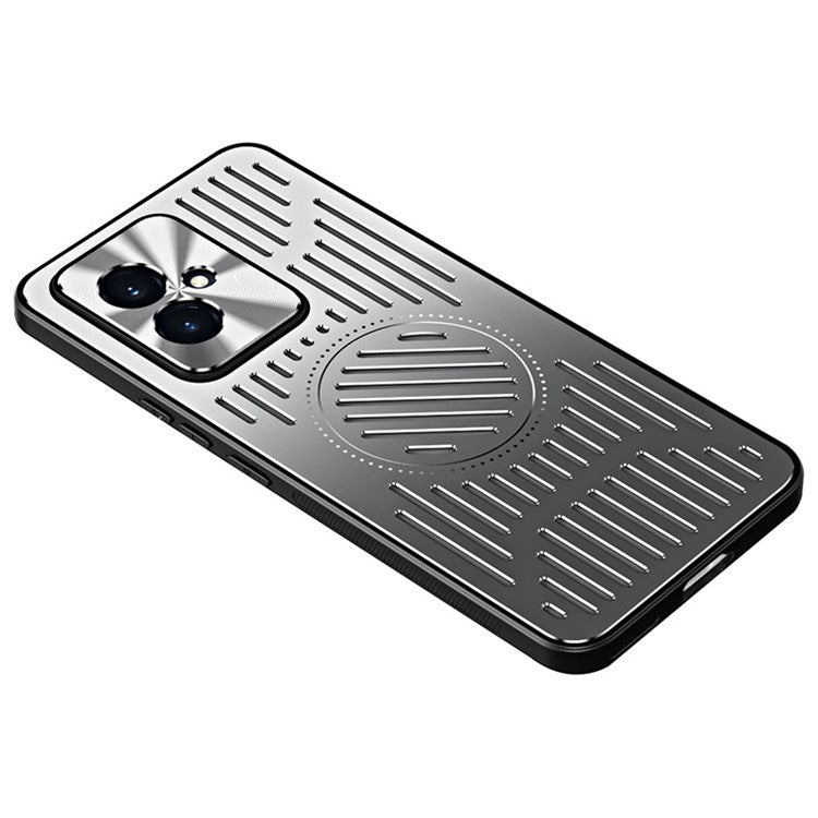 For Honor 100 5G Phone Case TPU+Aluminum Alloy Magnetic Heat Dissipation Back Cover - Silver