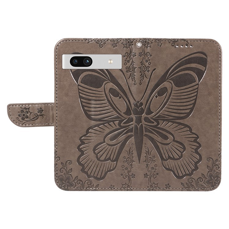 For Google Pixel 7a Case Swallowtail Butterfly Wallet PU Leather Phone Cover - Grey