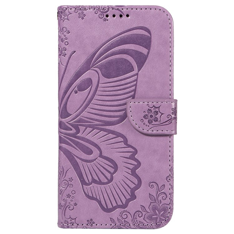 For Google Pixel 8a Case Butterfly Pattern Leather Phone Cover with Magnetic Clasp - Light Purple