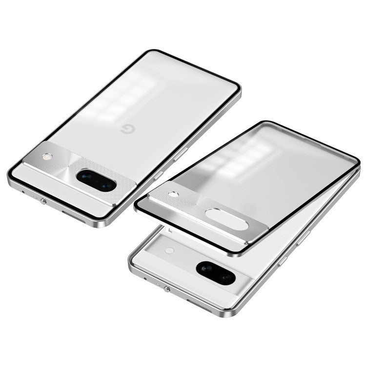 For Google Pixel 7a Case Pop-Up Lock Aluminium Alloy + PC Full Protection Phone Cover - Silver