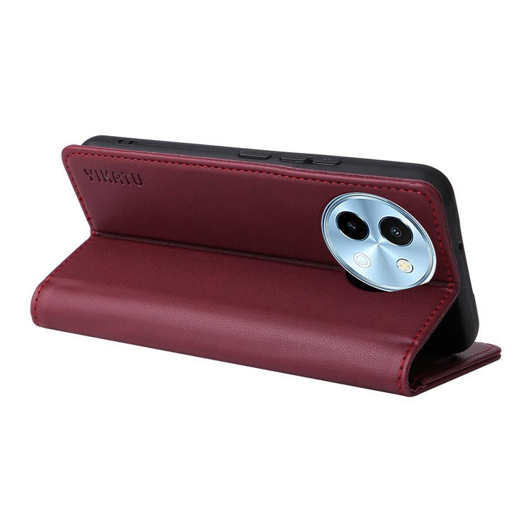 YIKATU YK-001 For vivo Y38 5G / Y200i 5G / T3x Stand Case Magnetic PU Leather Phone Cover - Wine Red