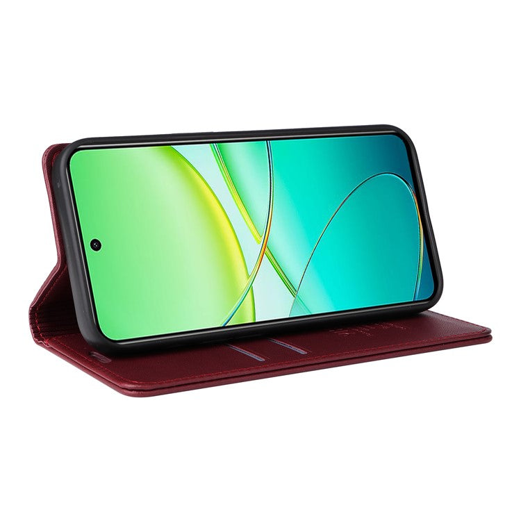 YIKATU YK-001 For vivo Y38 5G / Y200i 5G / T3x Stand Case Magnetic PU Leather Phone Cover - Wine Red