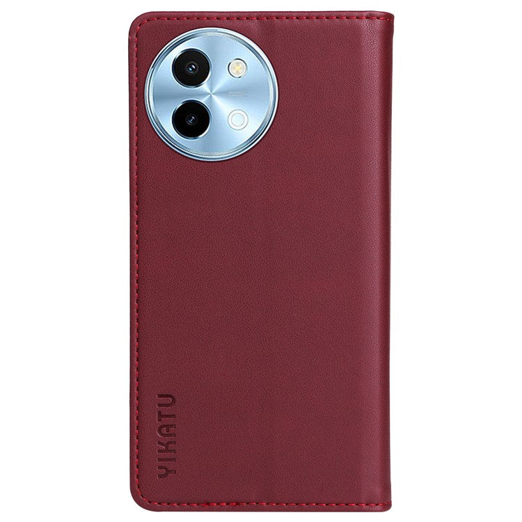 YIKATU YK-001 For vivo Y38 5G / Y200i 5G / T3x Stand Case Magnetic PU Leather Phone Cover - Wine Red