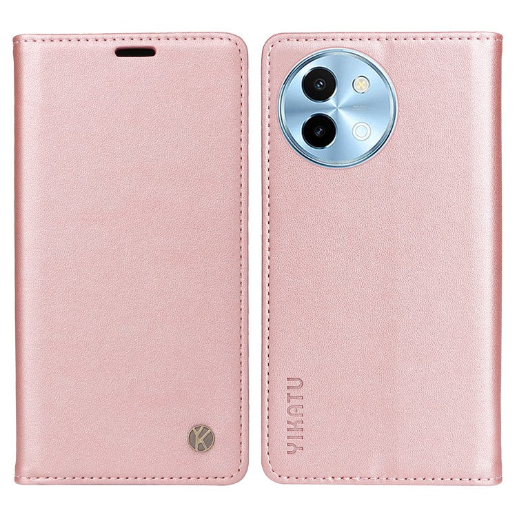 YIKATU YK-001 For vivo Y38 5G / Y200i 5G / T3x Stand Case Magnetic PU Leather Phone Cover - Rose Gold