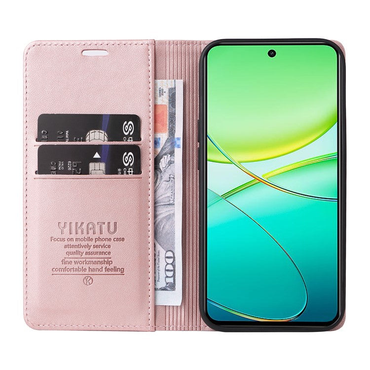 YIKATU YK-001 For vivo Y38 5G / Y200i 5G / T3x Stand Case Magnetic PU Leather Phone Cover - Rose Gold