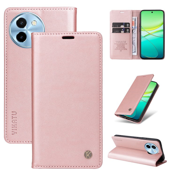 YIKATU YK-001 For vivo Y38 5G / Y200i 5G / T3x Stand Case Magnetic PU Leather Phone Cover - Rose Gold