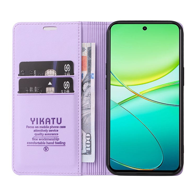 YIKATU YK-001 For vivo Y38 5G / Y200i 5G / T3x Stand Case Magnetic PU Leather Phone Cover - Light Purple