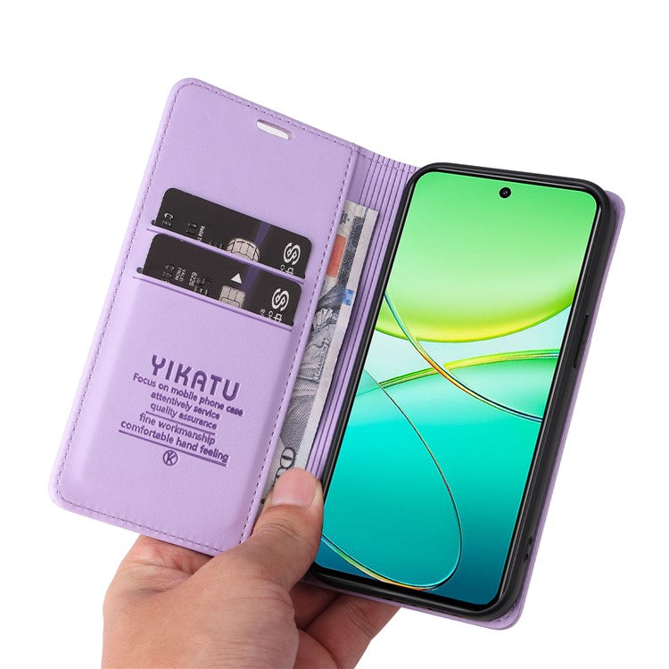 YIKATU YK-001 For vivo Y38 5G / Y200i 5G / T3x Stand Case Magnetic PU Leather Phone Cover - Light Purple