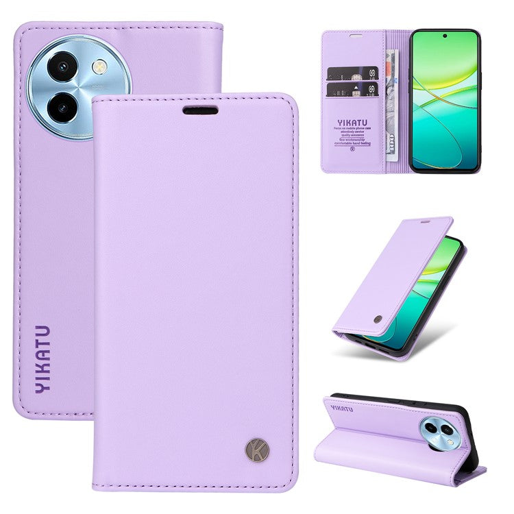 YIKATU YK-001 For vivo Y38 5G / Y200i 5G / T3x Stand Case Magnetic PU Leather Phone Cover - Light Purple