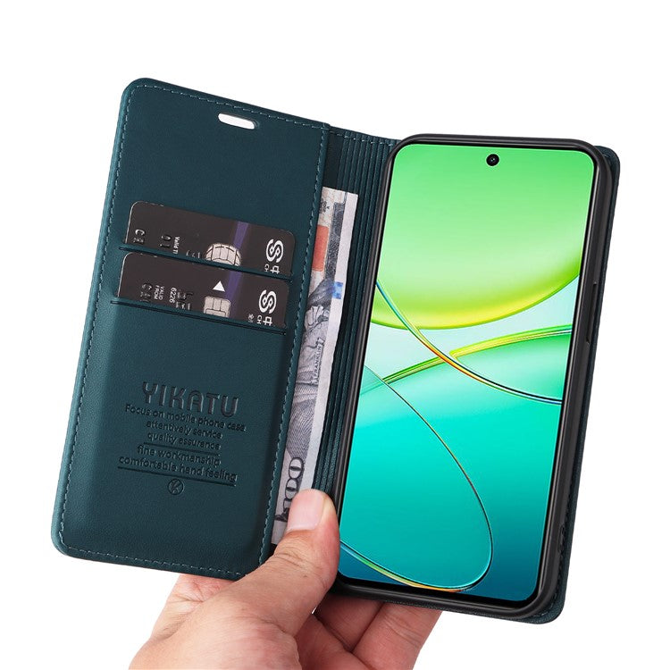 YIKATU YK-001 For vivo Y38 5G / Y200i 5G / T3x Stand Case Magnetic PU Leather Phone Cover - Green