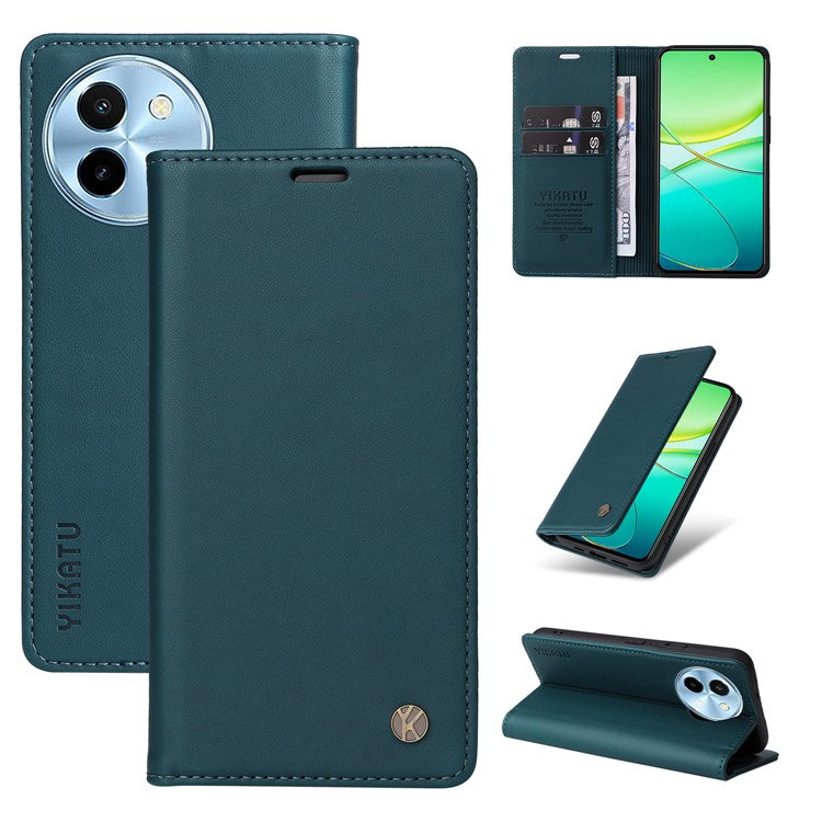 YIKATU YK-001 For vivo Y38 5G / Y200i 5G / T3x Stand Case Magnetic PU Leather Phone Cover - Green