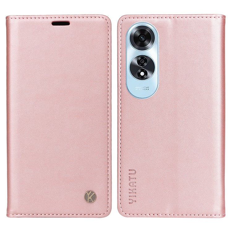 YIKATU YK-001 For Oppo A60 4G Case Stand View Magnetic Protect PU Leather Phone Cover - Rose Gold