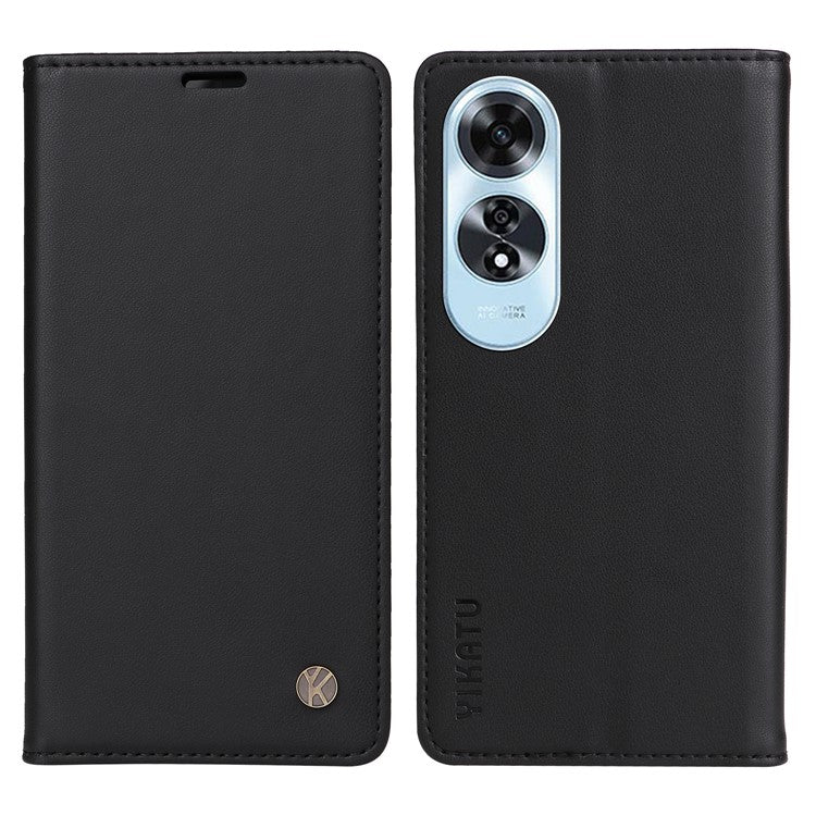 YIKATU YK-001 For Oppo A60 4G Case Stand View Magnetic Protect PU Leather Phone Cover - Black