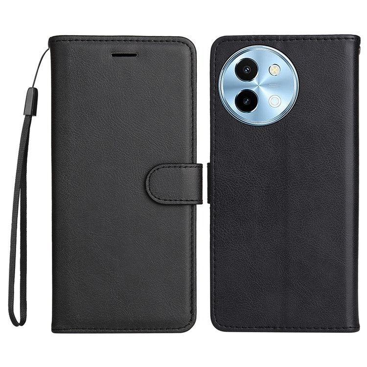 KT Leather Series-2 for vivo Y38 5G / Y200i 5G / T3x Case Solid Color Leather Phone Cover - Black