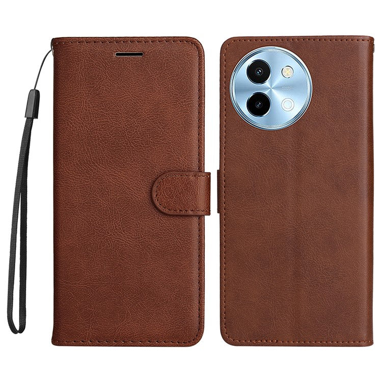 KT Leather Series-2 for vivo Y38 5G / Y200i 5G / T3x Case Solid Color Leather Phone Cover - Brown