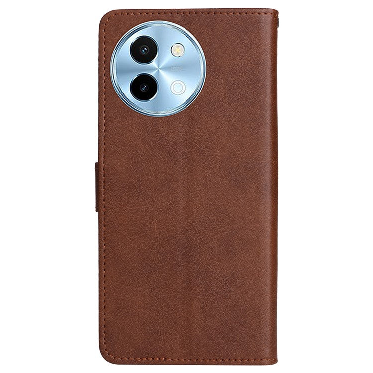 KT Leather Series-2 for vivo Y38 5G / Y200i 5G / T3x Case Solid Color Leather Phone Cover - Brown