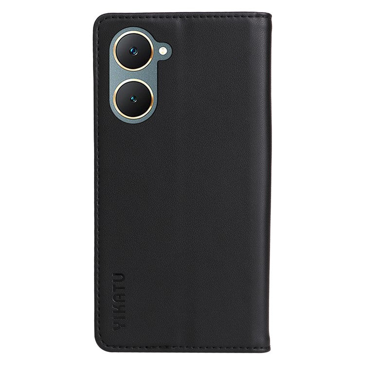 YIKATU YK-001 For vivo Y03 Wallet Stand Case Anti-Drop PU Leather Phone Cover - Black