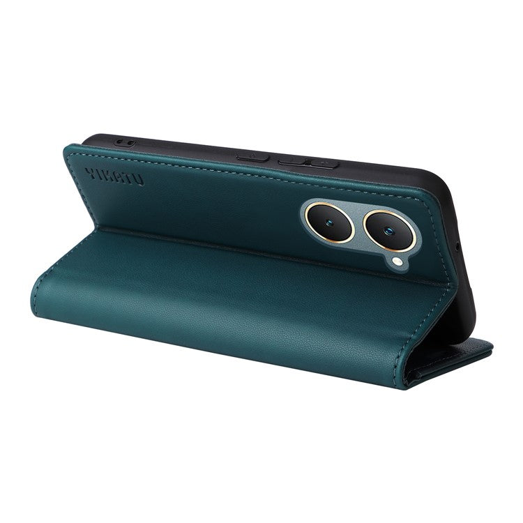 YIKATU YK-001 For vivo Y03 Wallet Stand Case Anti-Drop PU Leather Phone Cover - Green