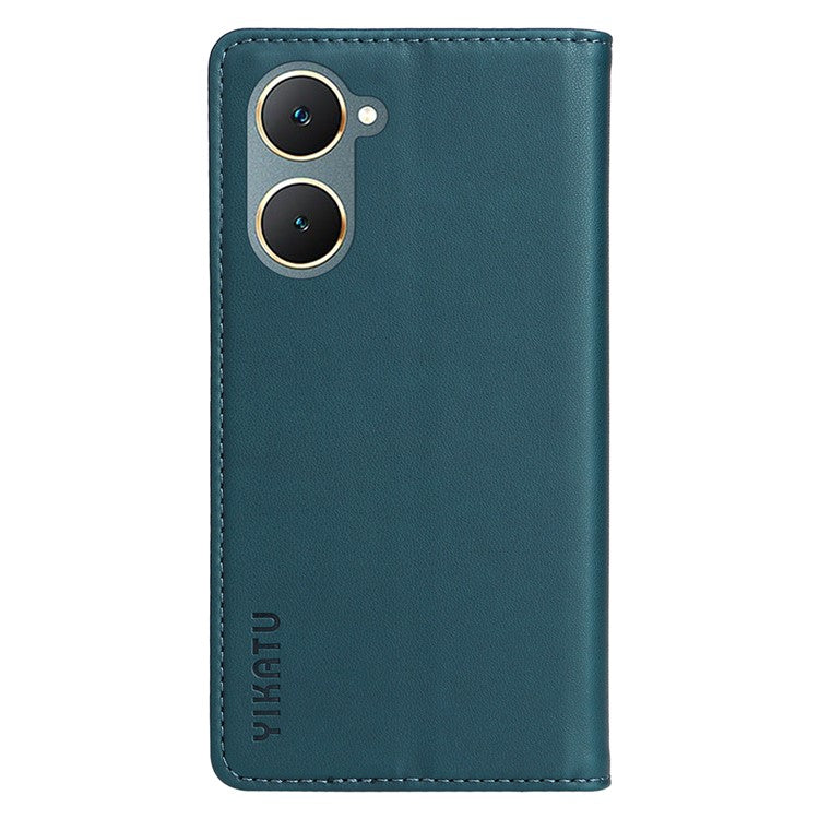 YIKATU YK-001 For vivo Y03 Wallet Stand Case Anti-Drop PU Leather Phone Cover - Green