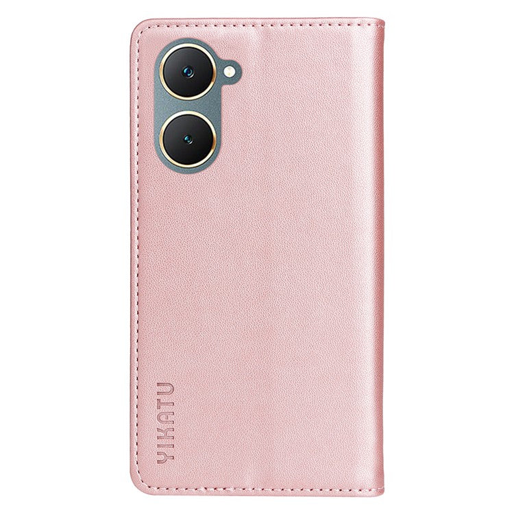 YIKATU YK-001 For vivo Y03 Wallet Stand Case Anti-Drop PU Leather Phone Cover - Rose Gold