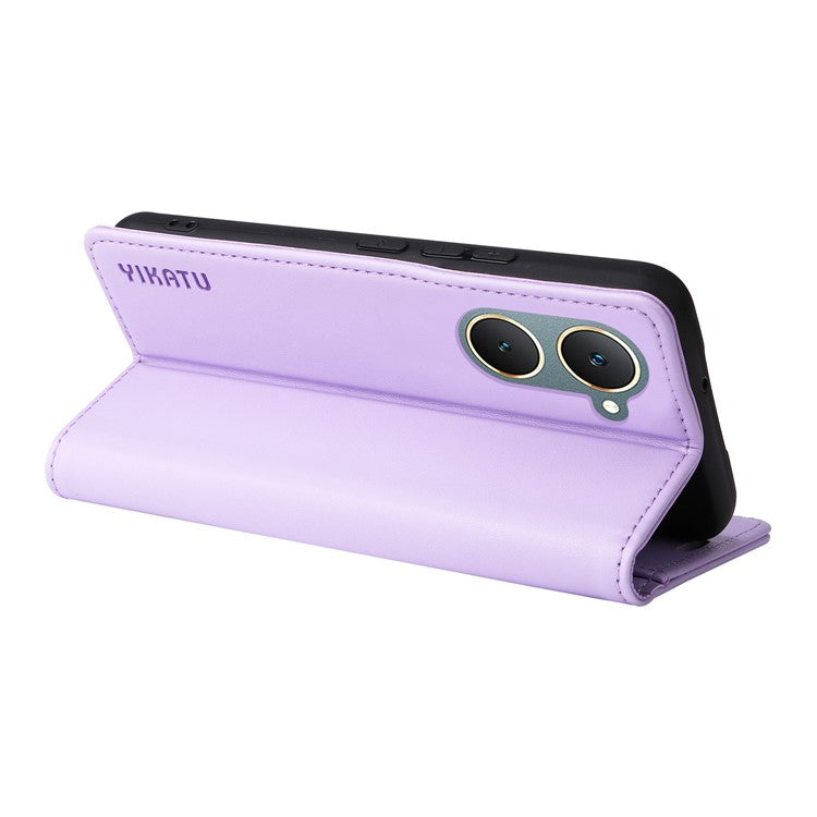 YIKATU YK-001 For vivo Y03 Wallet Stand Case Anti-Drop PU Leather Phone Cover - Light Purple