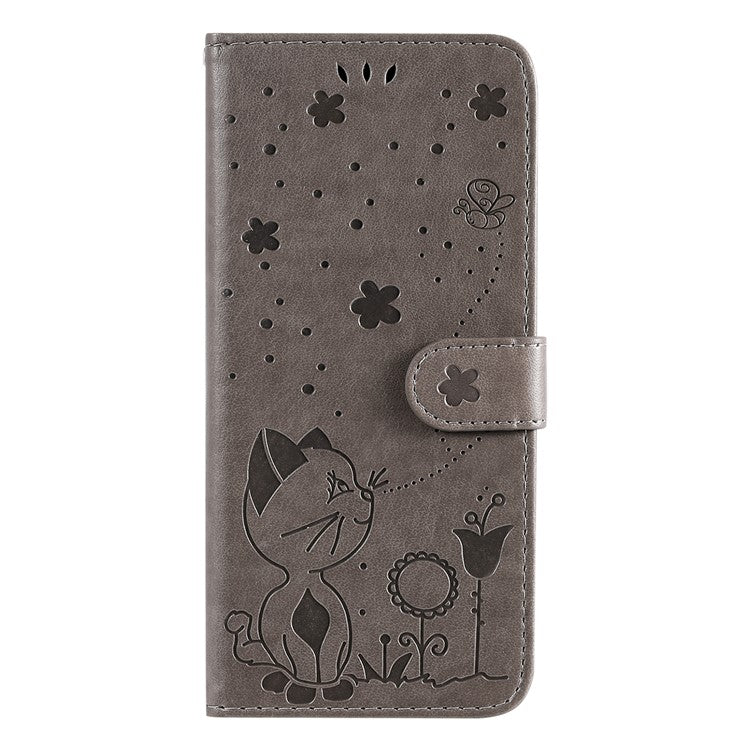 KT Imprinting Flower Series-4 For vivo V40 SE 5G / Y100 5G (Indonesia) / Y200e 5G / V30 Lite 5G (India) Leather Phone Case - Grey