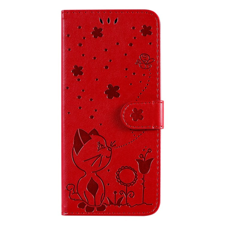 KT Imprinting Flower Series-4 For vivo V40 SE 5G / Y100 5G (Indonesia) / Y200e 5G / V30 Lite 5G (India) Leather Phone Case - Red