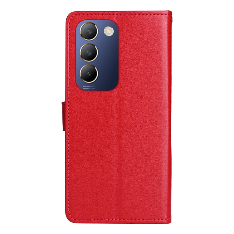 KT Imprinting Flower Series-4 For vivo V40 SE 5G / Y100 5G (Indonesia) / Y200e 5G / V30 Lite 5G (India) Leather Phone Case - Red