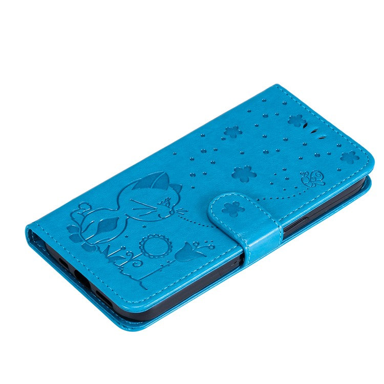 KT Imprinting Flower Series-4 For vivo V40 SE 5G / Y100 5G (Indonesia) / Y200e 5G / V30 Lite 5G (India) Leather Phone Case - Blue