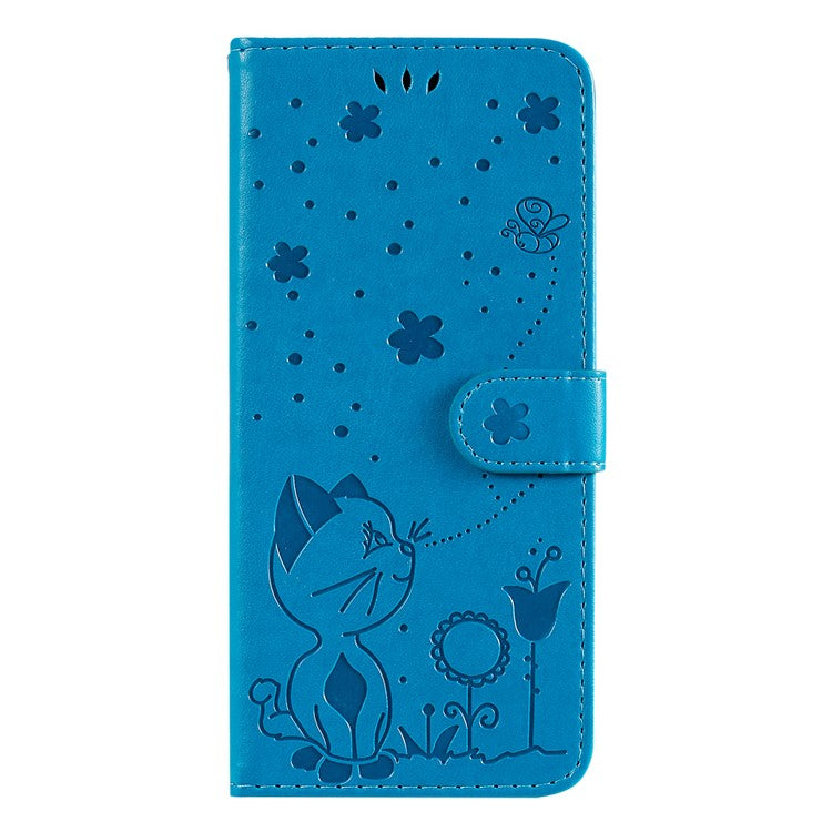 KT Imprinting Flower Series-4 For vivo V40 SE 5G / Y100 5G (Indonesia) / Y200e 5G / V30 Lite 5G (India) Leather Phone Case - Blue