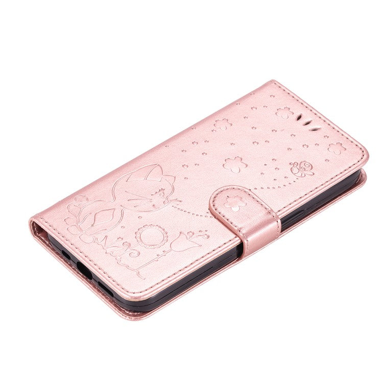 KT Imprinting Flower Series-4 For vivo V40 SE 5G / Y100 5G (Indonesia) / Y200e 5G / V30 Lite 5G (India) Leather Phone Case - Rose Gold