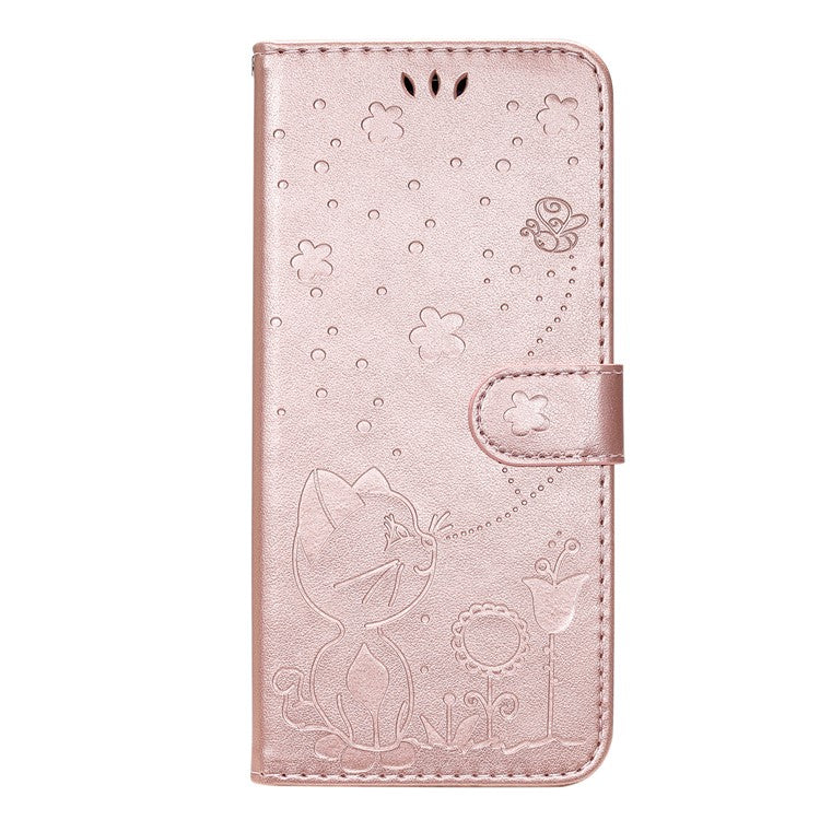 KT Imprinting Flower Series-4 For vivo V40 SE 5G / Y100 5G (Indonesia) / Y200e 5G / V30 Lite 5G (India) Leather Phone Case - Rose Gold