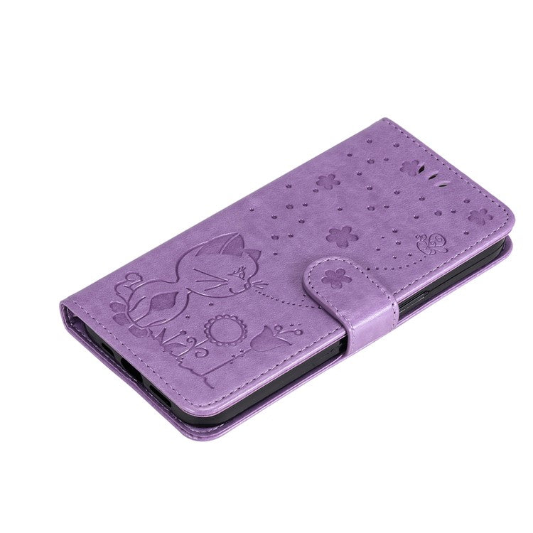 KT Imprinting Flower Series-4 For vivo V40 SE 5G / Y100 5G (Indonesia) / Y200e 5G / V30 Lite 5G (India) Leather Phone Case - Purple