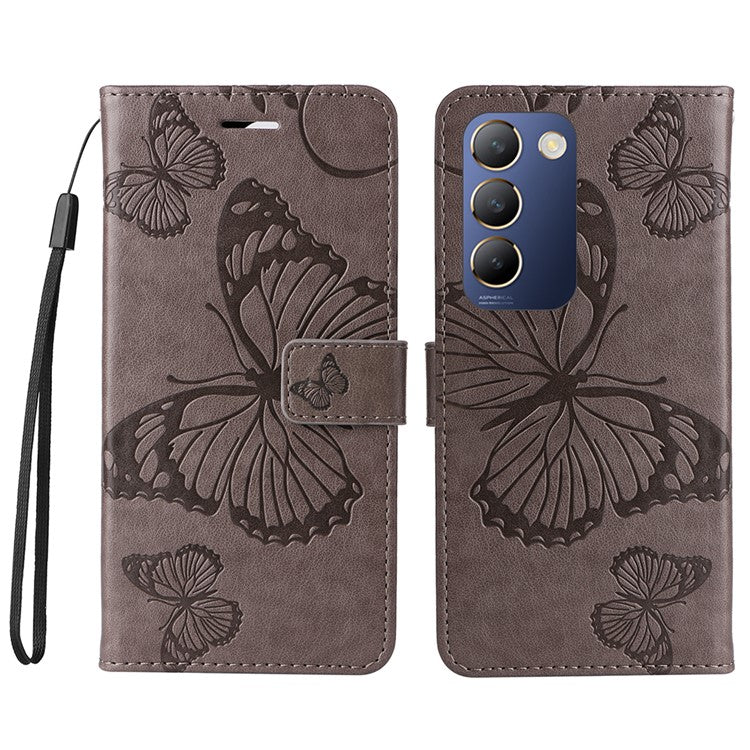 KT Imprinting Flower Series-2 For vivo V40 SE 5G / Y100 5G (Indonesia) / Y200e 5G / V30 Lite 5G (India) Phone Case - Grey