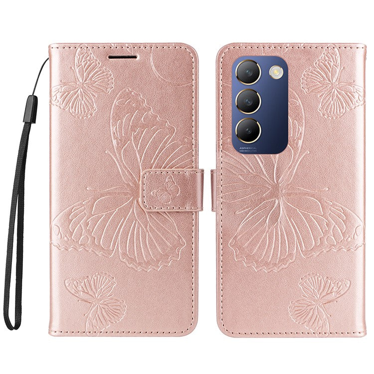 KT Imprinting Flower Series-2 For vivo V40 SE 5G / Y100 5G (Indonesia) / Y200e 5G / V30 Lite 5G (India) Phone Case - Rose Gold