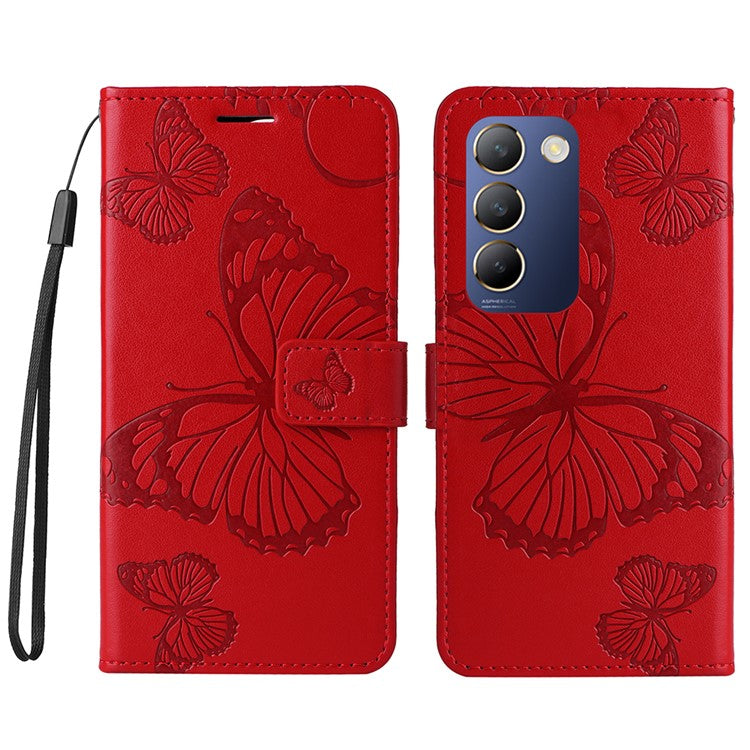 KT Imprinting Flower Series-2 For vivo V40 SE 5G / Y100 5G (Indonesia) / Y200e 5G / V30 Lite 5G (India) Phone Case - Red