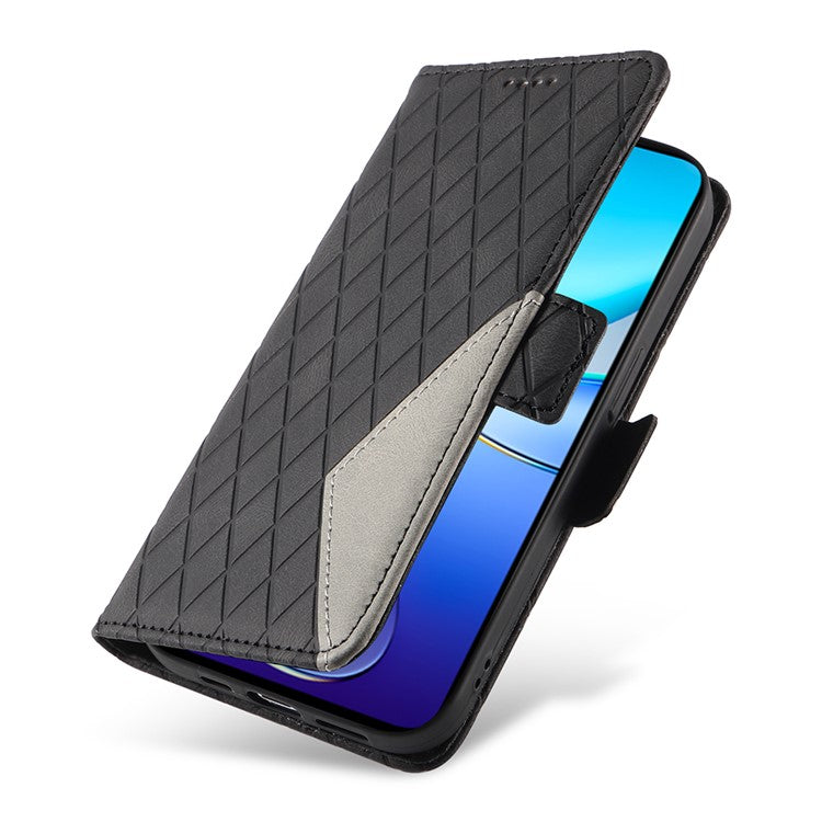 For vivo V40 SE 5G / Y100 5G (Indonesia) / Y200e 5G / V30 Lite 5G (India) Case Rhombus Leather Phone Cover - Black