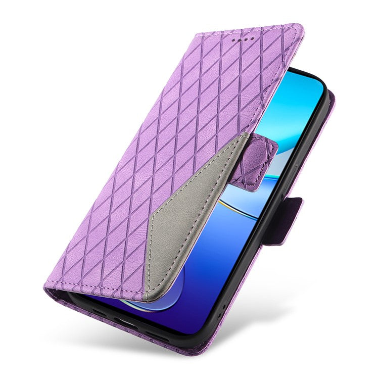 For vivo V40 SE 5G / Y100 5G (Indonesia) / Y200e 5G / V30 Lite 5G (India) Case Rhombus Leather Phone Cover - Light Purple