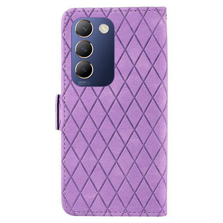 For vivo V40 SE 5G / Y100 5G (Indonesia) / Y200e 5G / V30 Lite 5G (India) Case Rhombus Leather Phone Cover - Light Purple