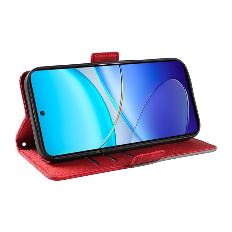 For vivo V40 SE 5G / Y100 5G (Indonesia) / Y200e 5G / V30 Lite 5G (India) Case Rhombus Leather Phone Cover - Red