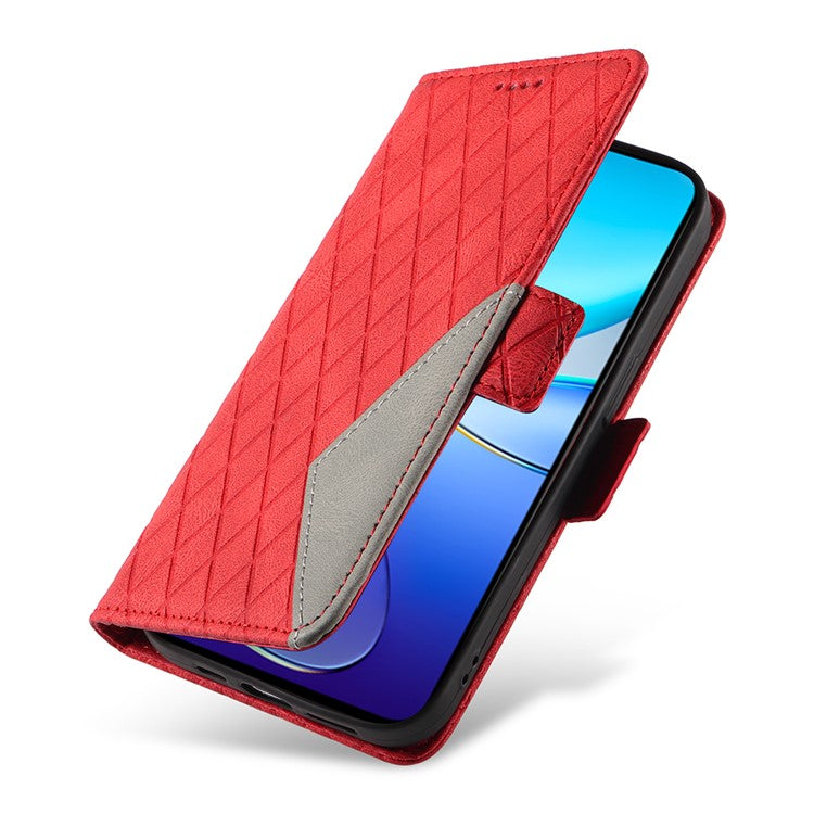 For vivo V40 SE 5G / Y100 5G (Indonesia) / Y200e 5G / V30 Lite 5G (India) Case Rhombus Leather Phone Cover - Red